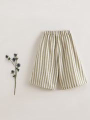 MARC&JANIE Girls Stripe Linen Trousers Flare Leg Casual Pants