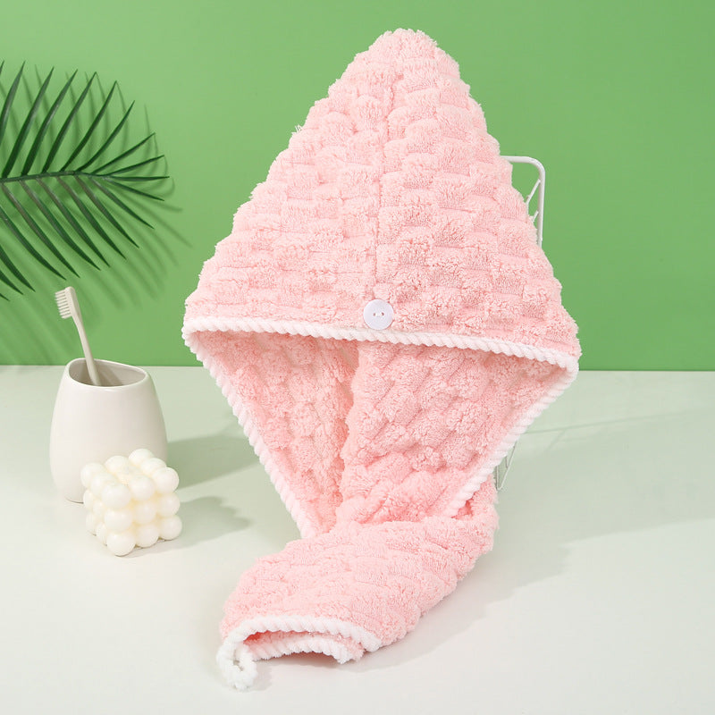 Coral Velvet Hair Drying Cap Absorbent Quick Drying Shower Cap Women