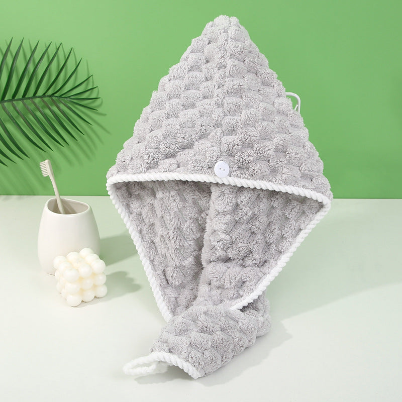 Coral Velvet Hair Drying Cap Absorbent Quick Drying Shower Cap Women
