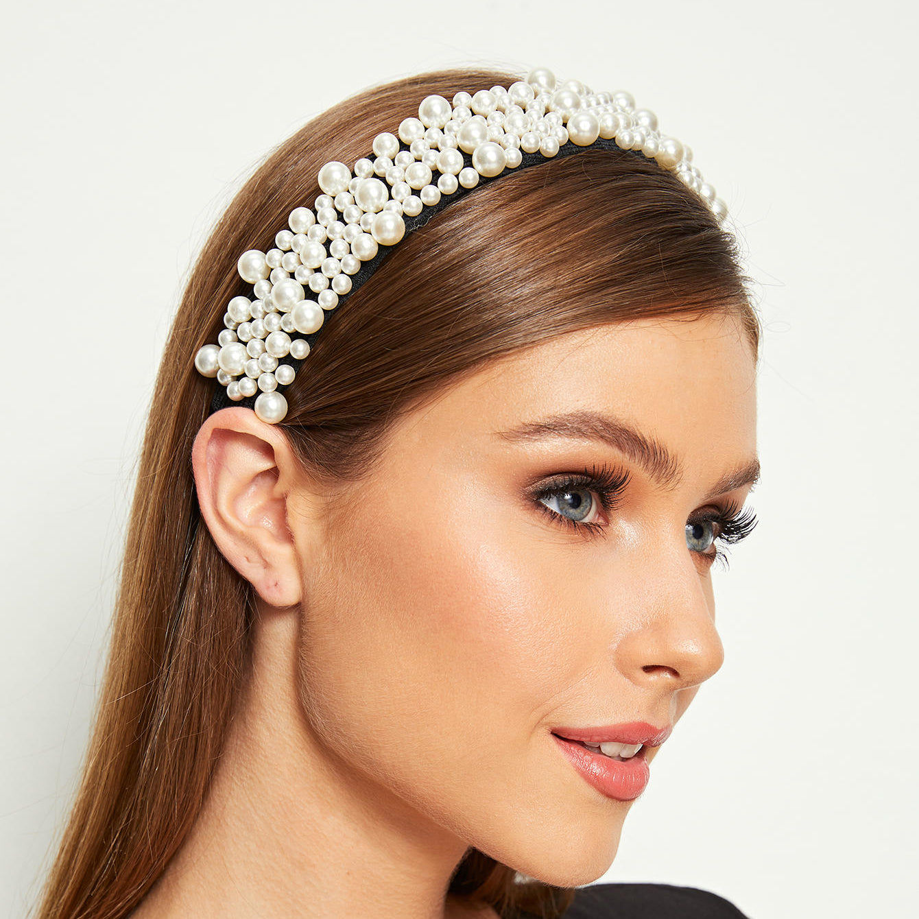 Faux Pearl Headband Wide Brim Head Hoop Hair Accessory Jewelry