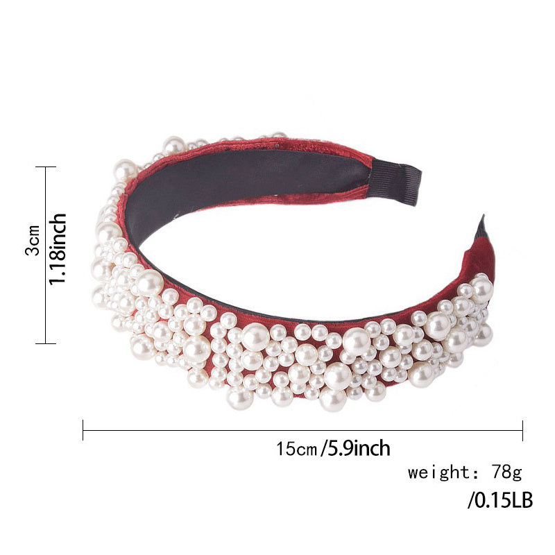 Faux Pearl Headband Wide Brim Head Hoop Hair Accessory Jewelry