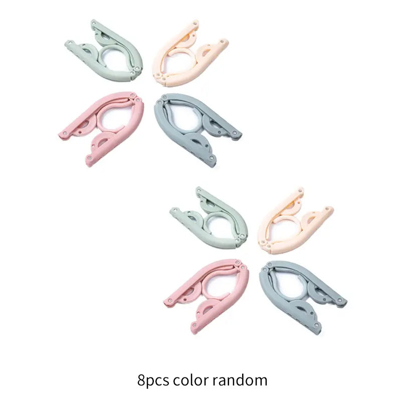 8pcs Foldable Travel Hangers Colorful Portable Clothes Drying Rack