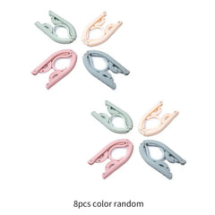 8pcs Foldable Travel Hangers Colorful Portable Clothes Drying Rack