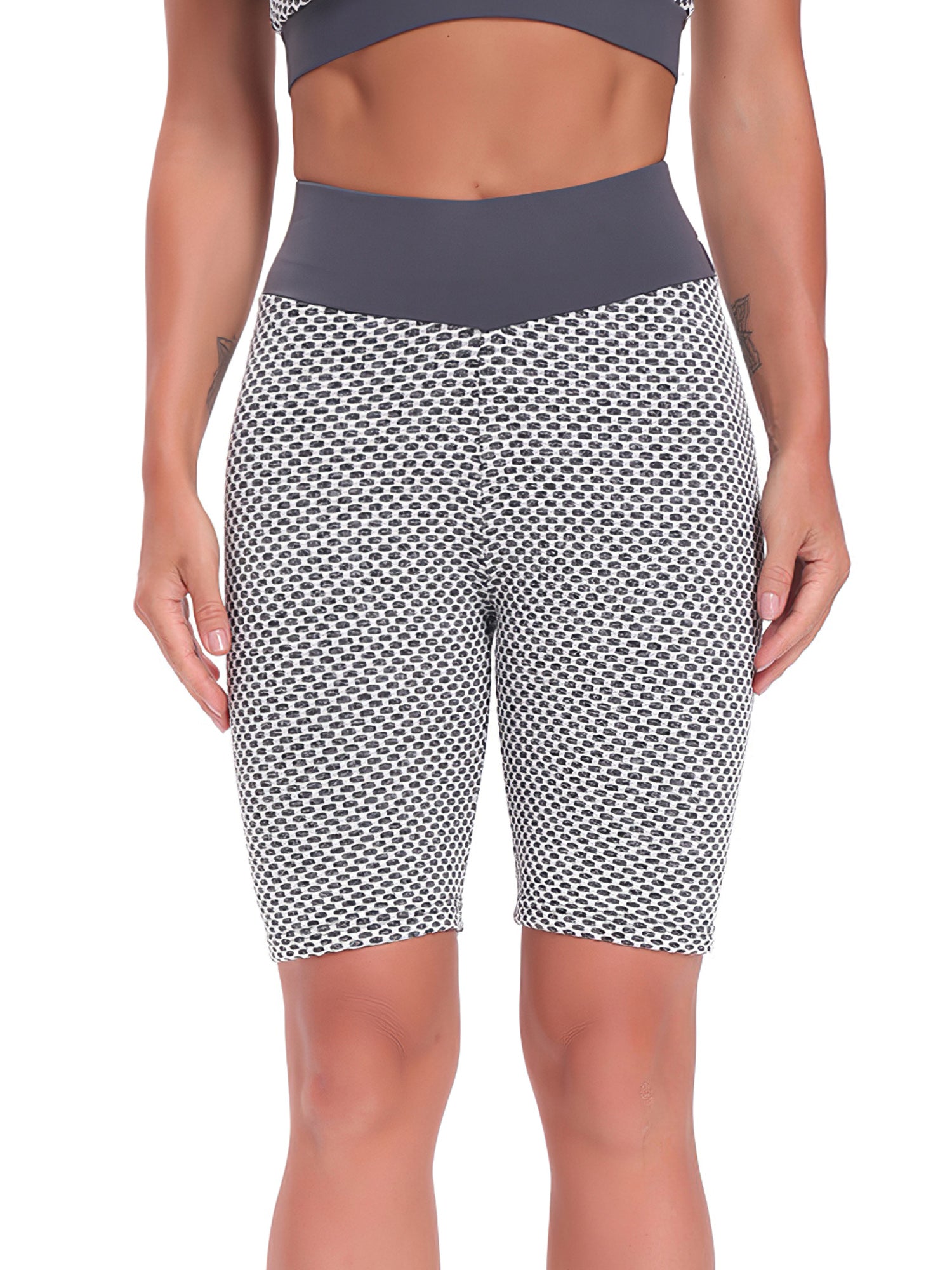 Honeycomb Workout Shorts High Waist Sports Fitness Yoga Running Tight Shorts