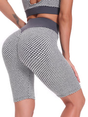 Honeycomb Workout Shorts High Waist Sports Fitness Yoga Running Tight Shorts