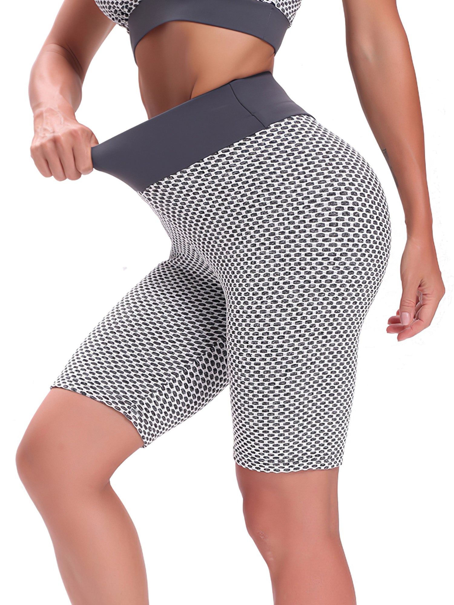 Honeycomb Workout Shorts High Waist Sports Fitness Yoga Running Tight Shorts