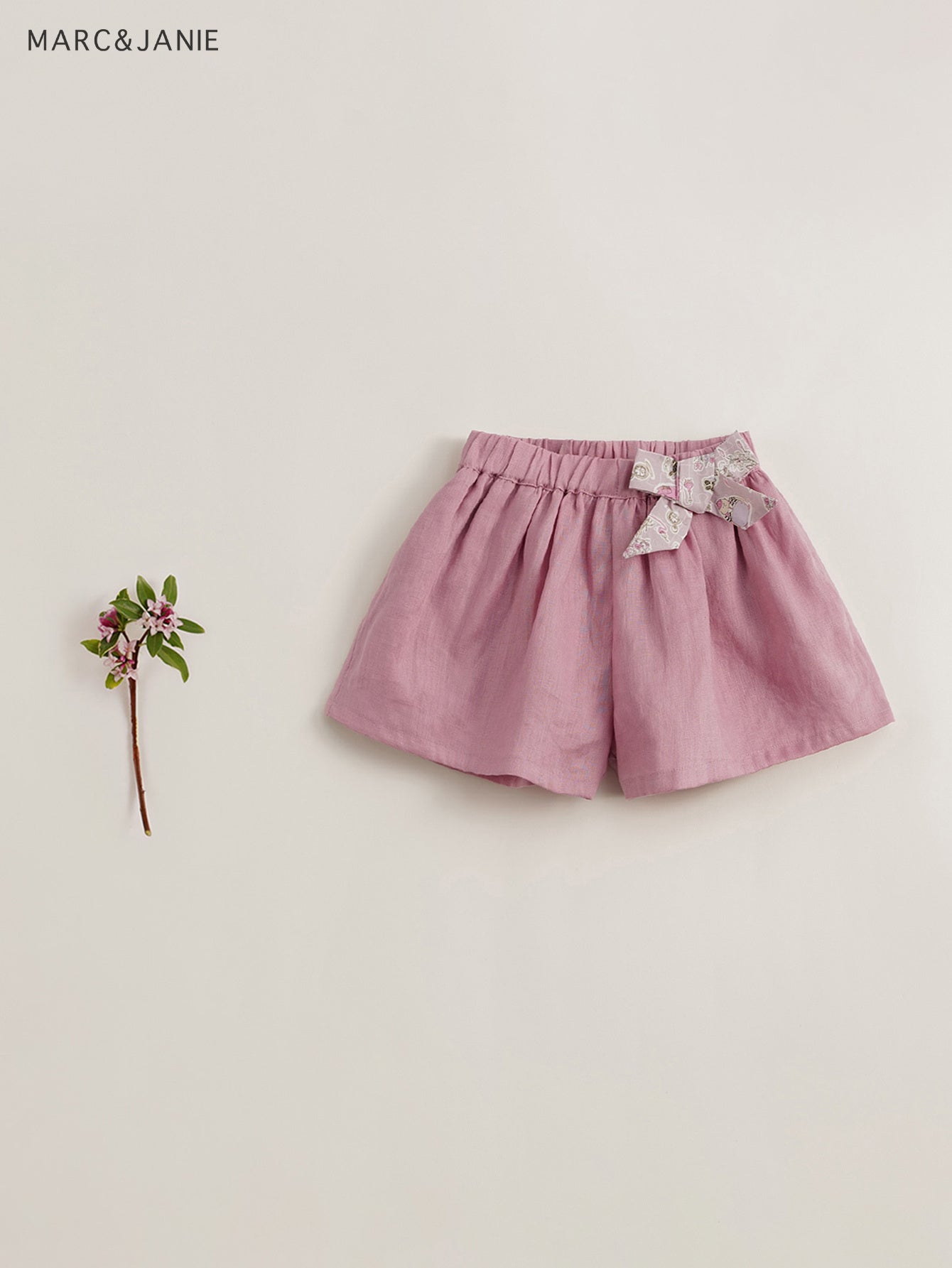 MARC&JANIE Girls Bow Wide Leg Linen Shorts Kids Summer Clothes