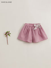 MARC&JANIE Girls Bow Wide Leg Linen Shorts Kids Summer Clothes