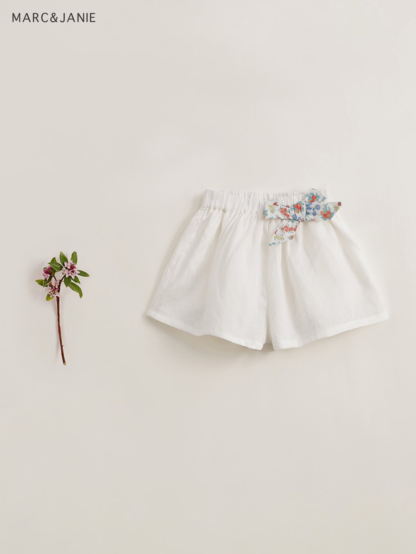 MARC&JANIE Girls Bow Wide Leg Linen Shorts Kids Summer Clothes