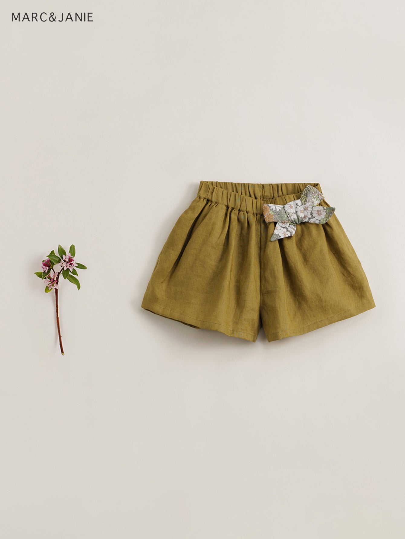 MARC&JANIE Girls Bow Wide Leg Linen Shorts Kids Summer Clothes