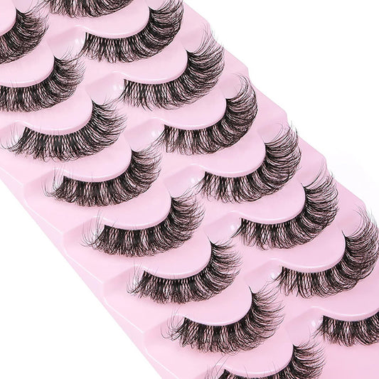 10 Pairs 6D Fluffy Faux Mink Cat Eye False Eyelashes