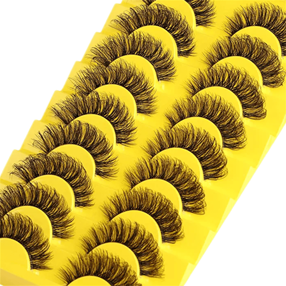 10 Pairs 6D Mink Lashes Fluffy Soft Wispy Natural Cross Eyelashes