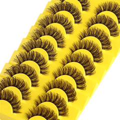 10 Pairs 6D Mink Lashes Fluffy Soft Wispy Natural Cross Eyelashes