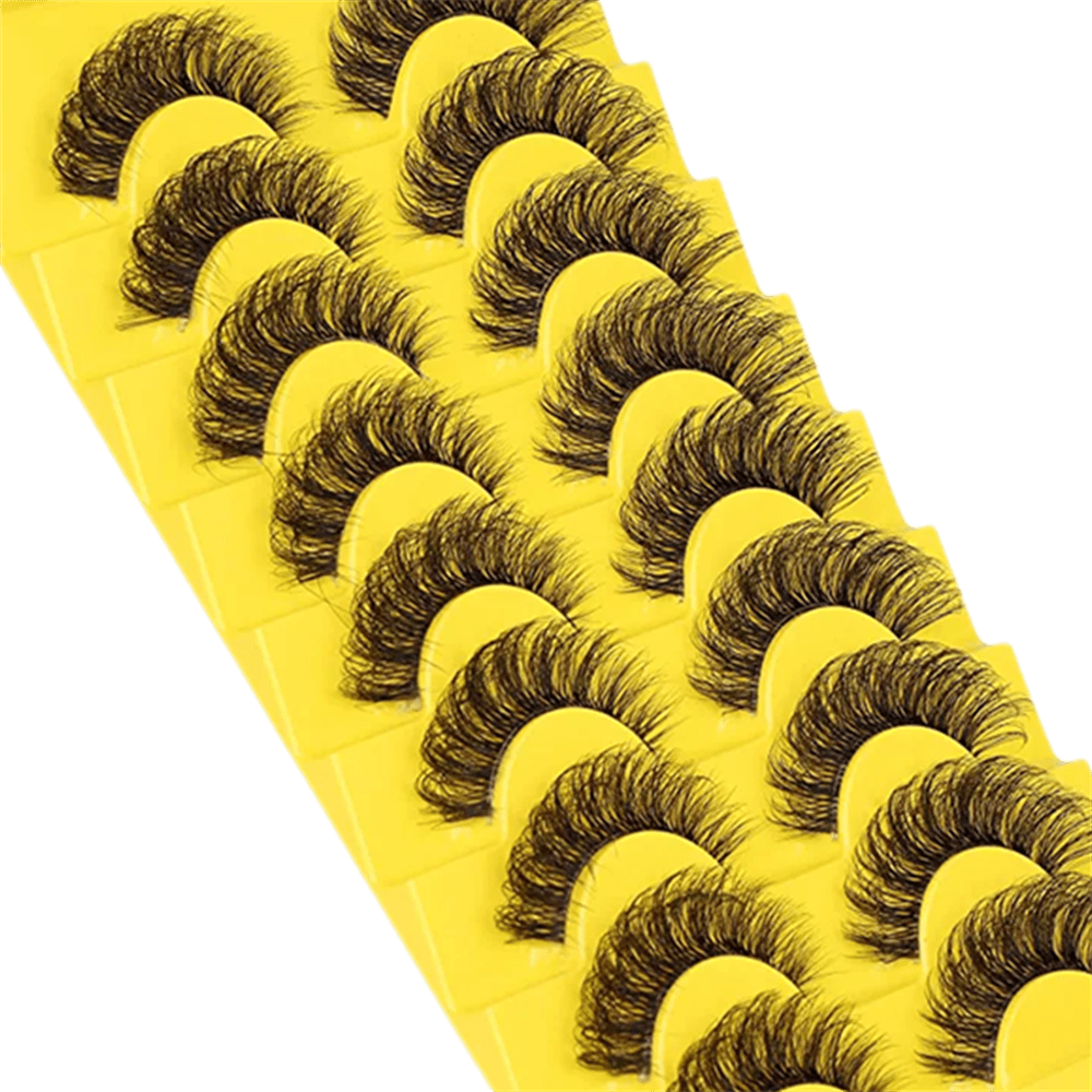 10 Pairs 6D Mink Lashes Fluffy Soft Wispy Natural Cross Eyelashes