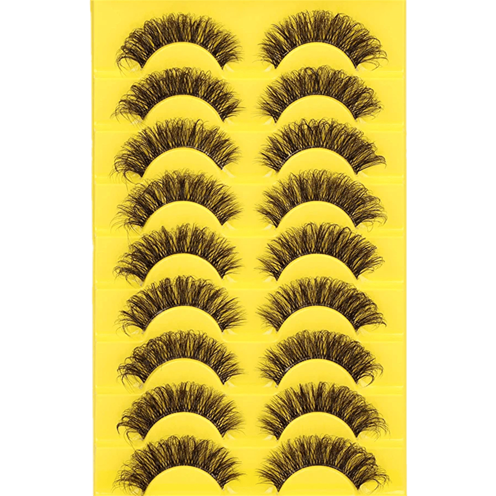 10 Pairs 6D Mink Lashes Fluffy Soft Wispy Natural Cross Eyelashes