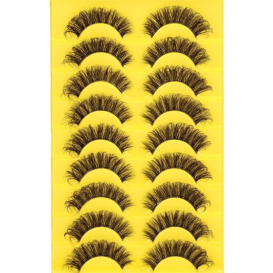 10 Pairs 6D Mink Lashes Fluffy Soft Wispy Natural Cross Eyelashes