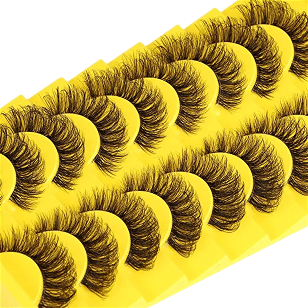 10 Pairs 6D Mink Lashes Fluffy Soft Wispy Natural Cross Eyelashes