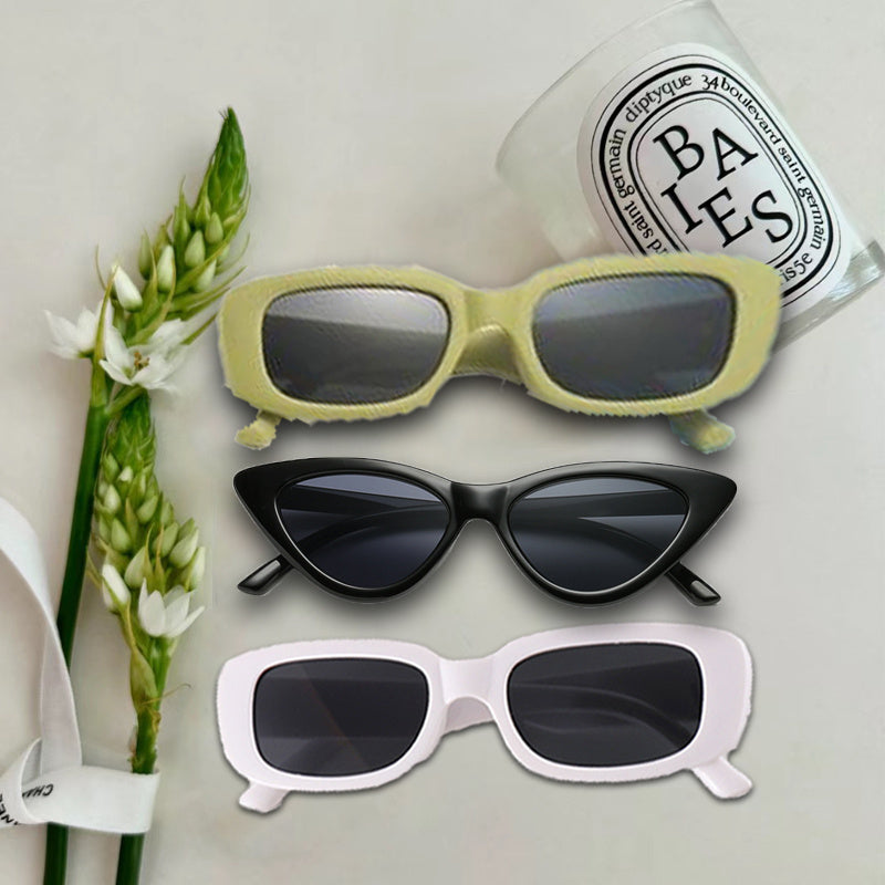 3pcs Rectangular Sunglasses Set Street Photography Travel Party Sunglasses