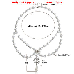 Girl's Heart Pendant Faux Pearl Necklace for Holidays