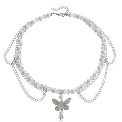 Girl's Heart Pendant Faux Pearl Necklace for Holidays