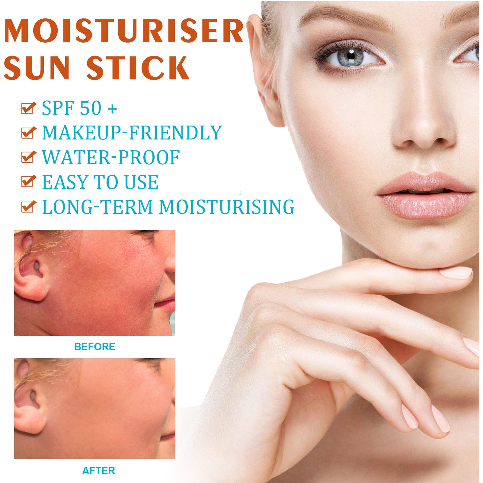 Moisturizing Cream Stick Waterproof Sweatproof UV Protection
