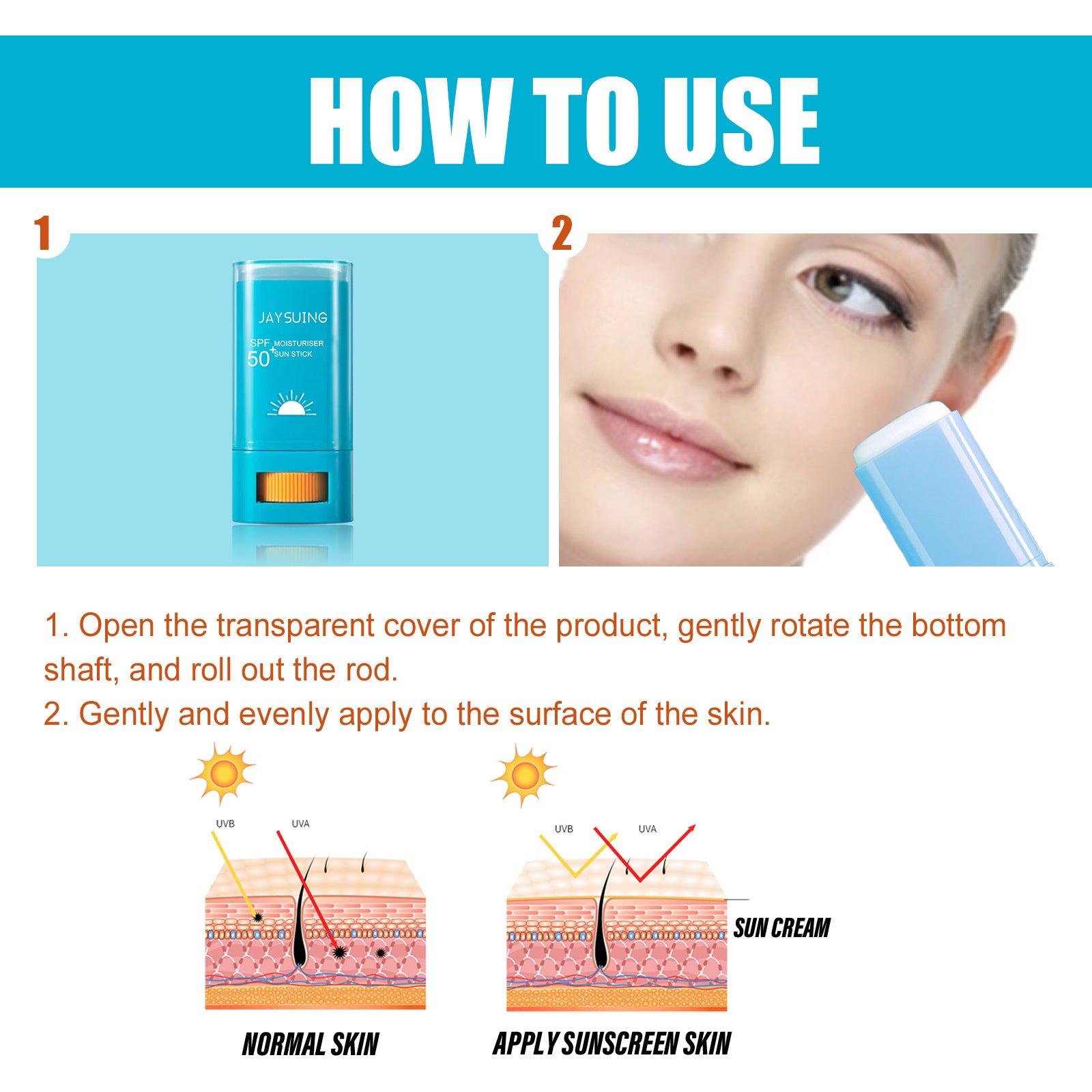 Moisturizing Cream Stick Waterproof Sweatproof UV Protection