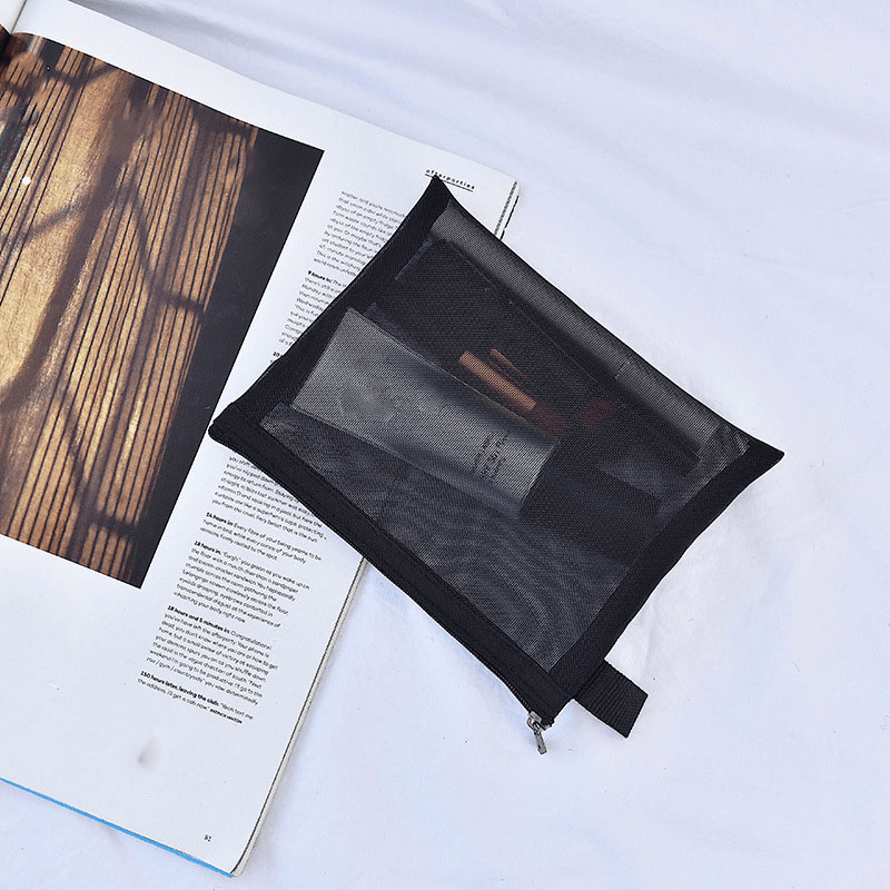 Transparent Mesh Makeup Case Organizer for Travel and Cosmetic Storage