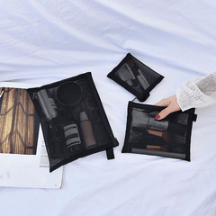 Transparent Mesh Makeup Case Organizer for Travel and Cosmetic Storage
