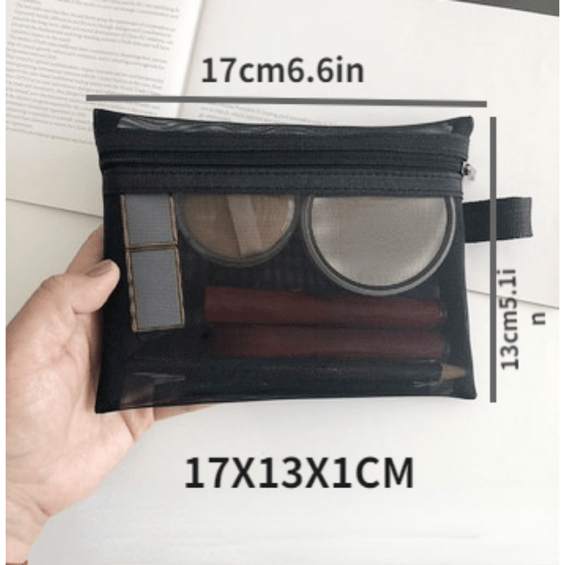 Transparent Mesh Makeup Case Organizer for Travel and Cosmetic Storage