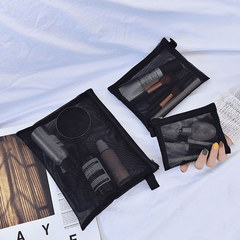Transparent Mesh Makeup Case Organizer for Travel and Cosmetic Storage