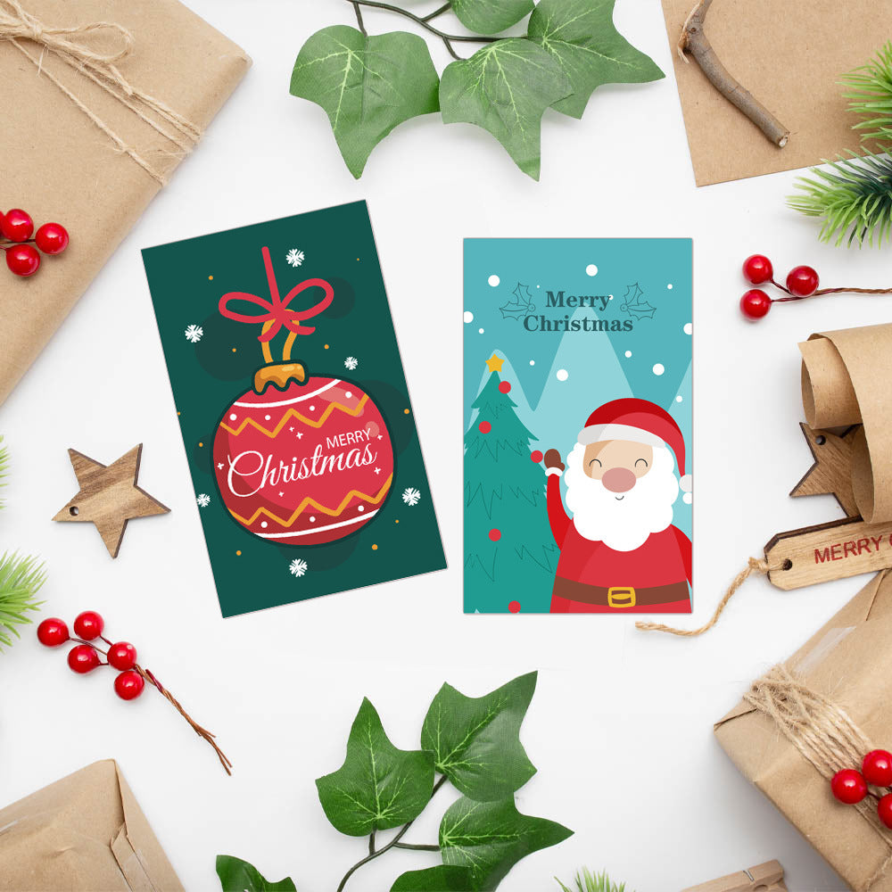50pcs Mini Thank You Xmas Card Cartoon Greeting Card Christmas Packaging
