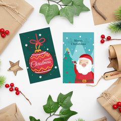 50pcs Mini Thank You Xmas Card Cartoon Greeting Card Christmas Packaging