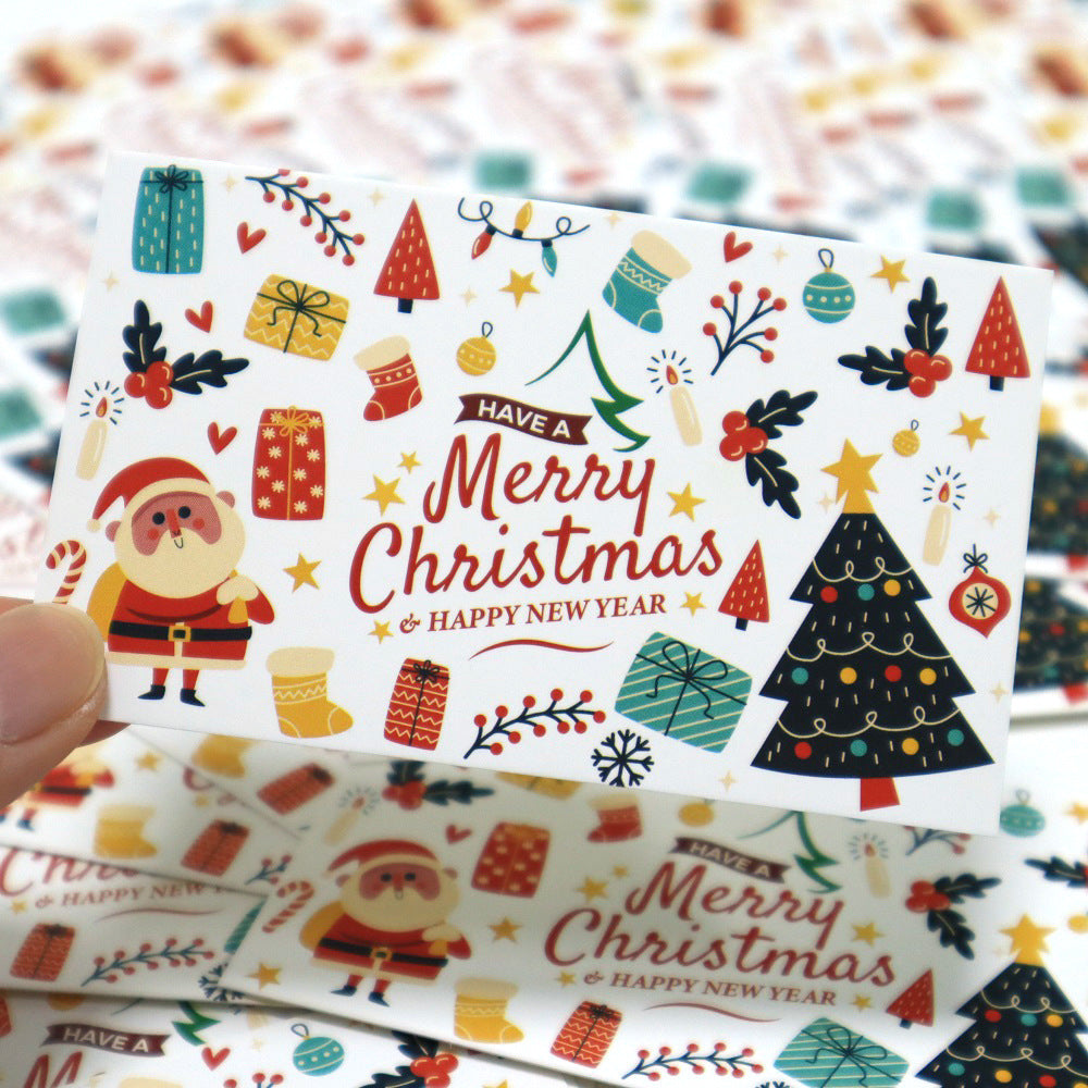 50pcs Mini Thank You Xmas Card Cartoon Greeting Card Christmas Packaging