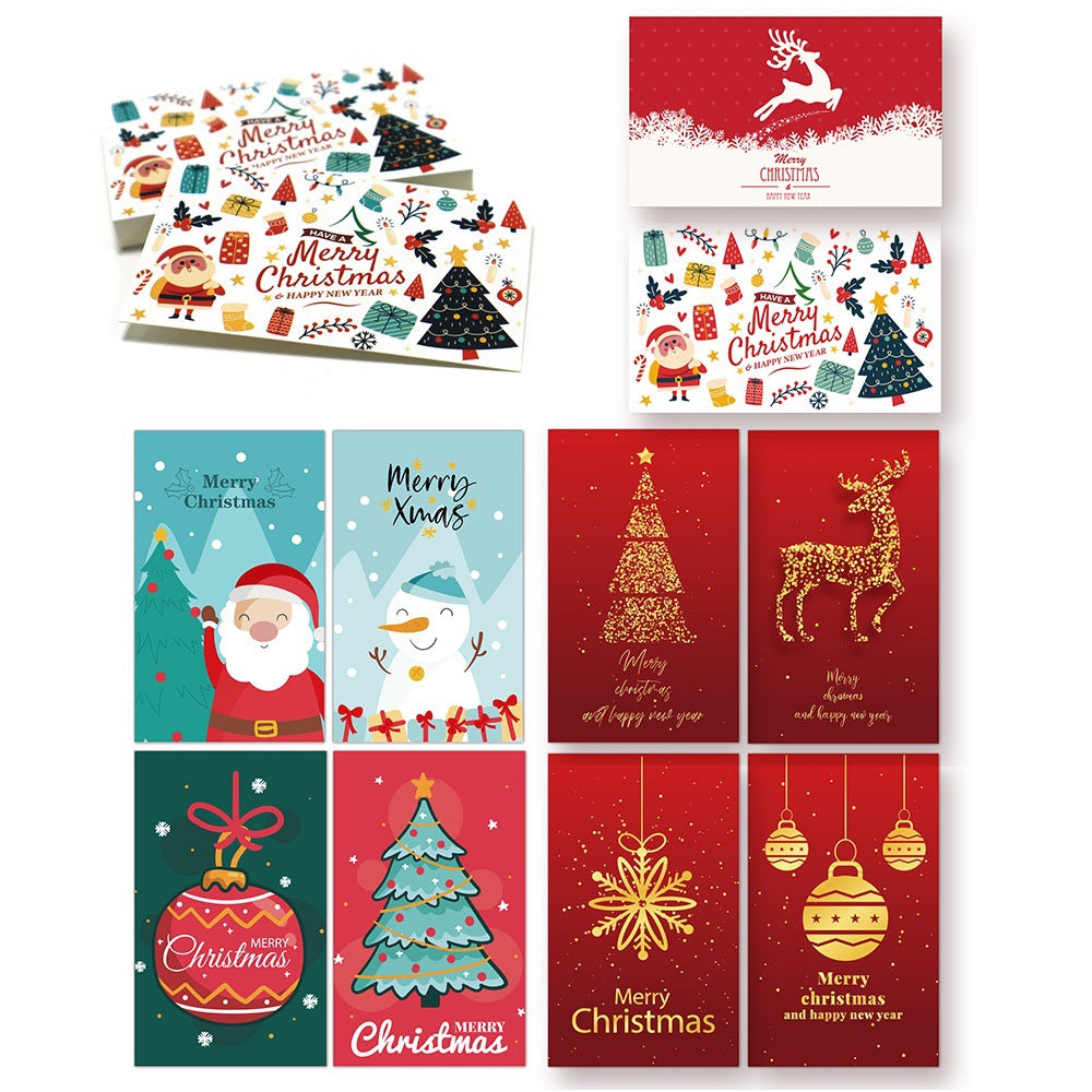50pcs Mini Thank You Xmas Card Cartoon Greeting Card Christmas Packaging
