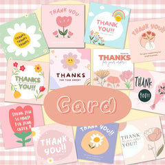 50pcs Square Thank You Card Copperplate Paper Business Card Gift Packaging