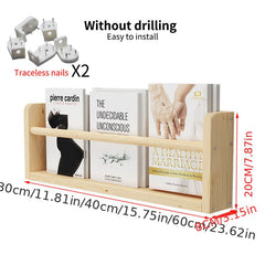 Wall Storage Shelf for Kids Room - Wooden Bookcase