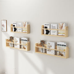 Wall Storage Shelf for Kids Room - Wooden Bookcase