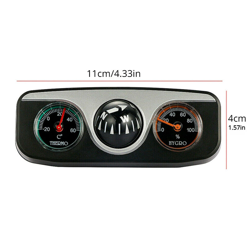 Car Compass Thermometer Hygrometer Ornament Guide Ball 3 in 1 Accessories