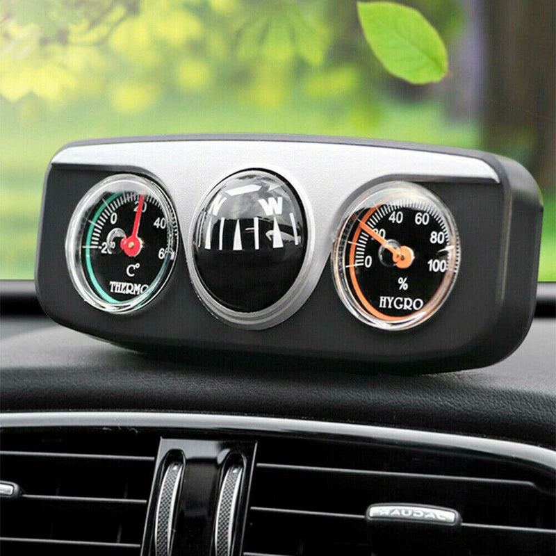 Car Compass Thermometer Hygrometer Ornament Guide Ball 3 in 1 Accessories