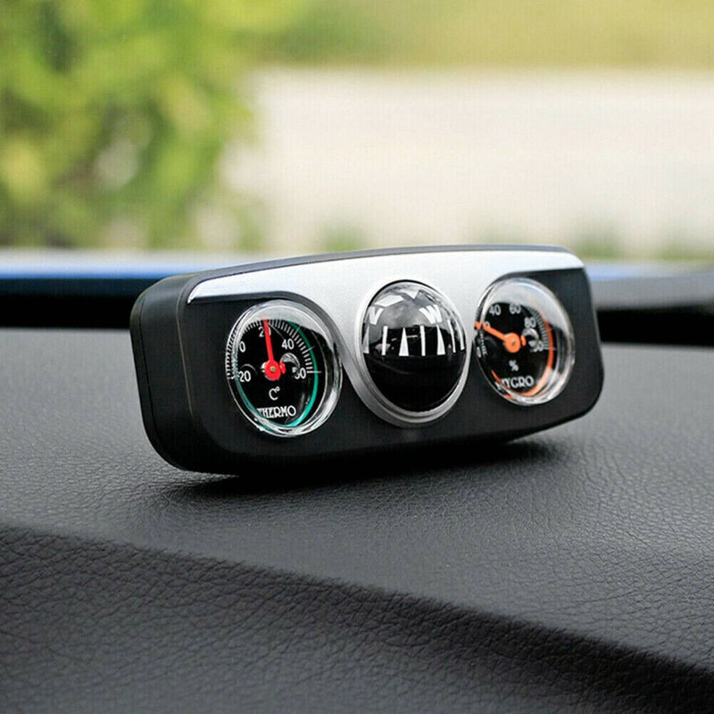 Car Compass Thermometer Hygrometer Ornament Guide Ball 3 in 1 Accessories