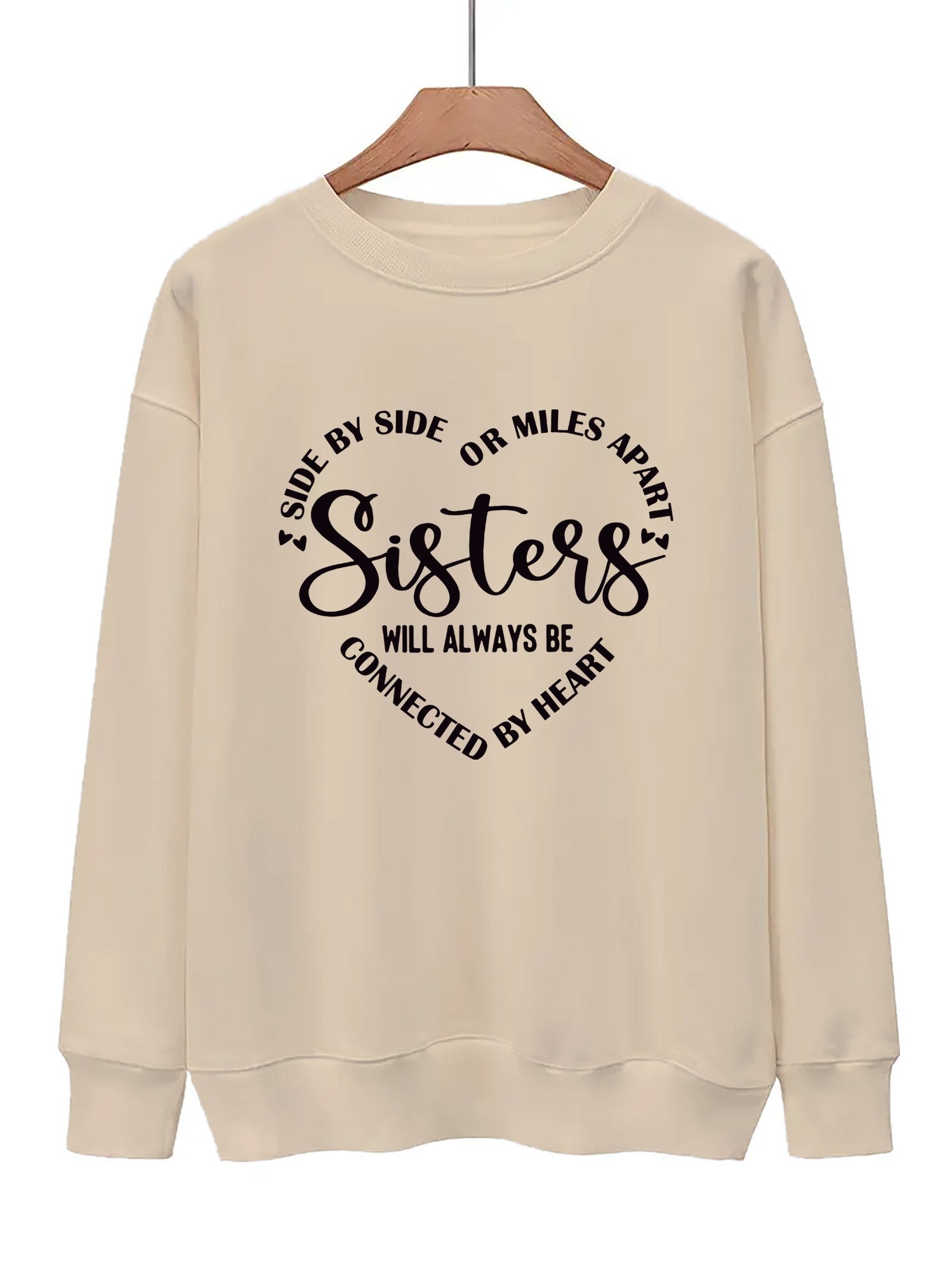 Warming Letter Print Pullover Sweatshirt Casual Loose Drop Shoulder Comfy