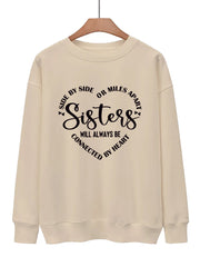 Warming Letter Print Pullover Sweatshirt Casual Loose Drop Shoulder Comfy