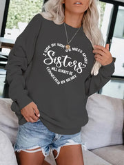 Warming Letter Print Pullover Sweatshirt Casual Loose Drop Shoulder Comfy