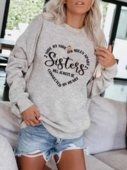Warming Letter Print Pullover Sweatshirt Casual Loose Drop Shoulder Comfy