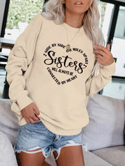 Warming Letter Print Pullover Sweatshirt Casual Loose Drop Shoulder Comfy