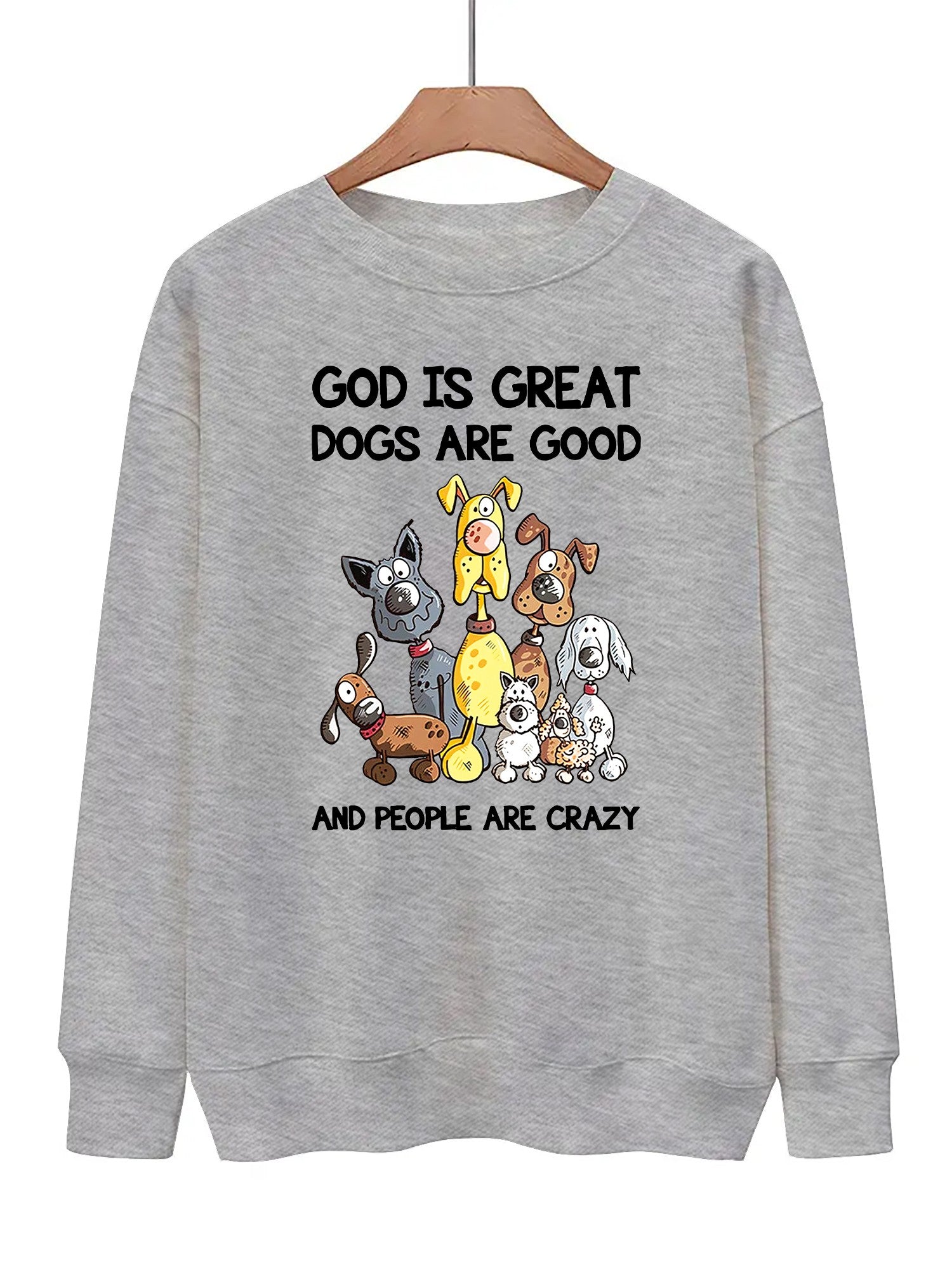 Dogs Print Pullover Sweatshirt Casual Comfy Drop Shoulder Sweatshirt