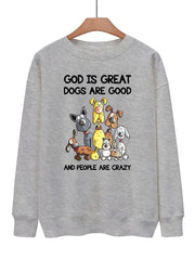 Dogs Print Pullover Sweatshirt Casual Comfy Drop Shoulder Sweatshirt