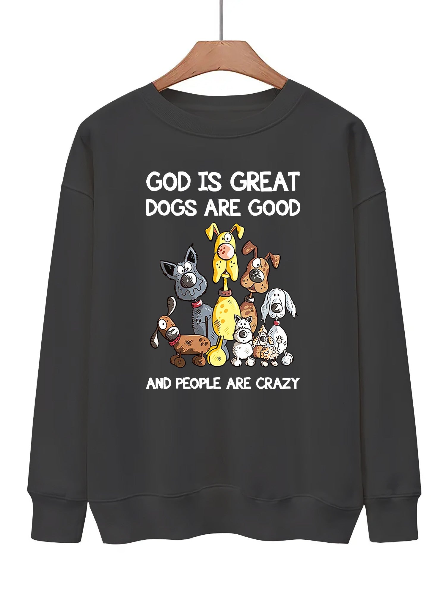 Dogs Print Pullover Sweatshirt Casual Comfy Drop Shoulder Sweatshirt