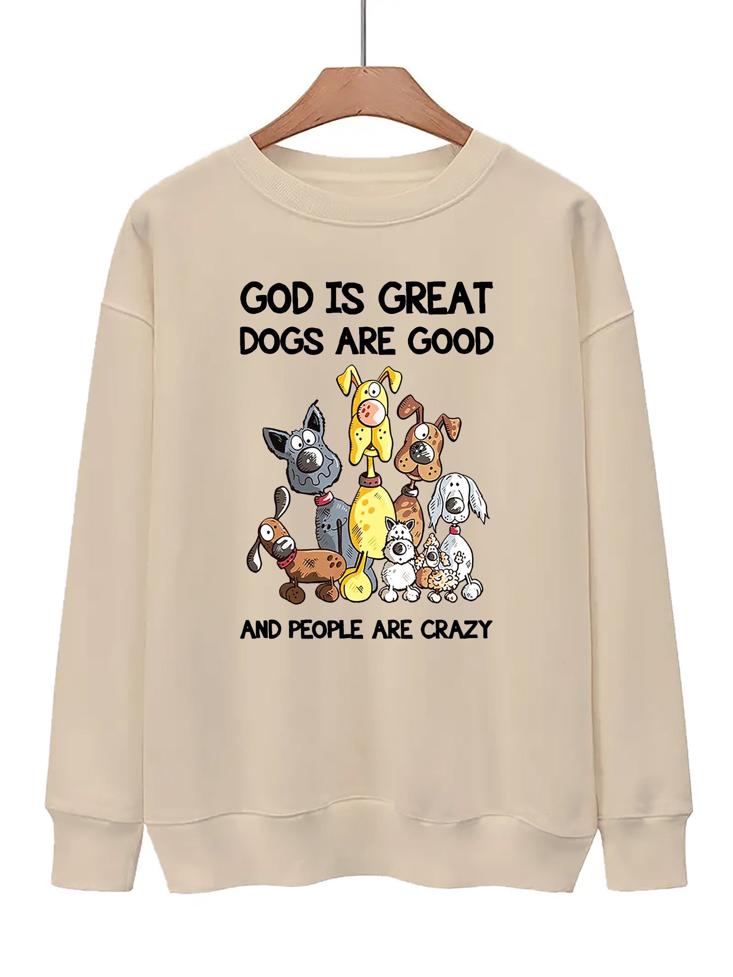 Dogs Print Pullover Sweatshirt Casual Comfy Drop Shoulder Sweatshirt