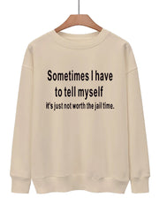 Comfy Slogan Print Sweatshirt for Women